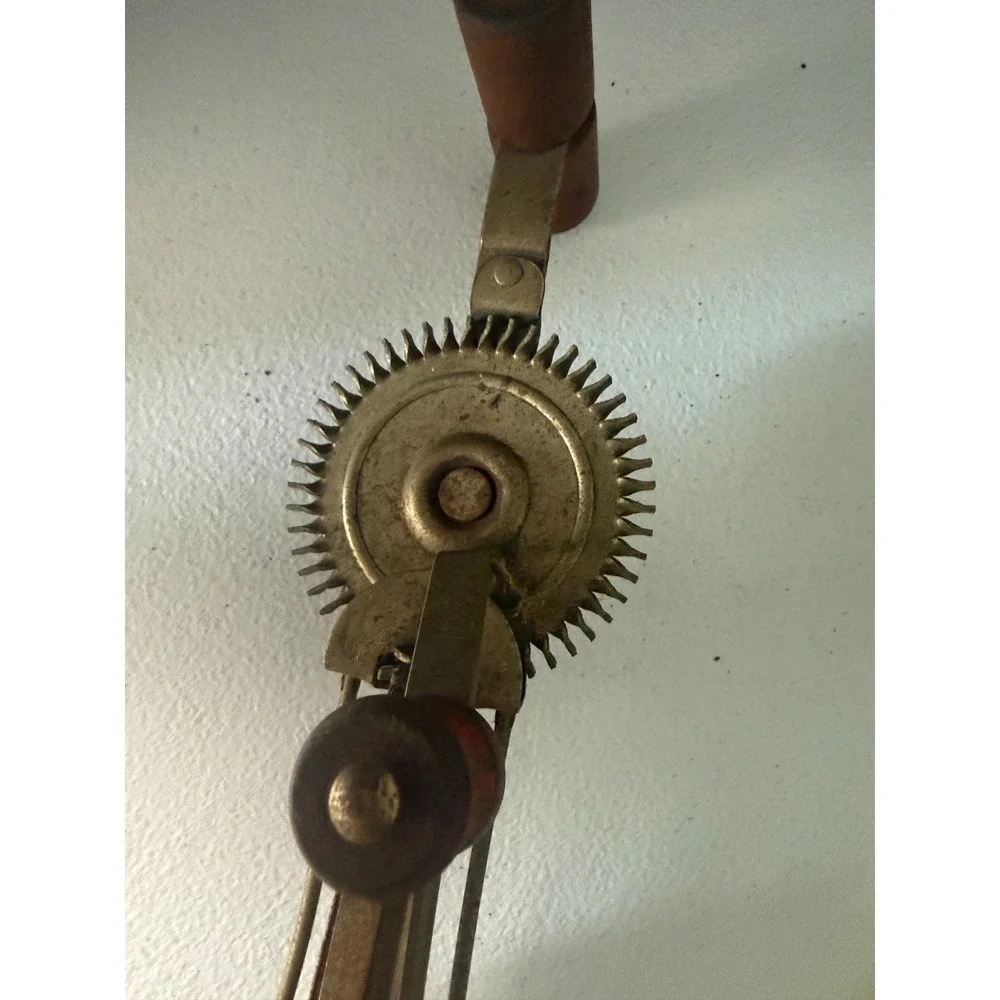 Vintage Hand Crank Egg Beater Manual Rotary Whisk Wood Handle Metal Kitchen Tool